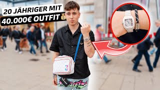 20 JÄHRIGES RICH KID mit 40000€ OUTFIT🔥💰 WIE VIEL IST DEIN OUTFIT WERT  MAHAN [upl. by Nylessoj792]