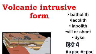 volcanic intrusive forms batholithlacolithlapolithfacolithsill or seetdyke explained [upl. by Elatsyrk]