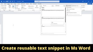 Create reusable text snippets in Ms Word with Auto Text Windows amp Mac [upl. by Petite]