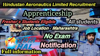 Hindustaan Aeronautics Limited Recruitment 2024  Apprenticeship  All students [upl. by Anelet]