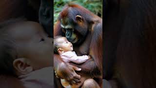 Orangutan taking care of baby [upl. by Ahsiele]