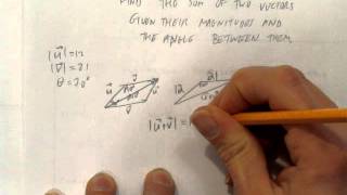 FIND THE SUM OF TWO VECTORS GIVEN THEIR MAGNITUDE AND THE ANGLE BETWEEN THEM [upl. by Dinse349]