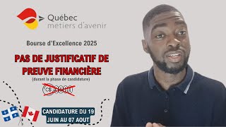 Pas de justificatif de preuve financière  Bourse dExcellence Québec Métier dAvenir [upl. by Annavoj]