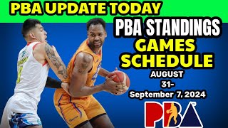 PBA update PBA Standings today as of August 30 Games Schedule August 31 September 7 2024 [upl. by Hepzi]