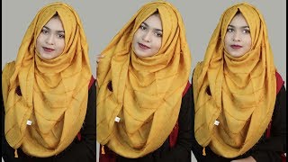 Beginners Hijab Style with Instructions for Long Stability Full Coverage [upl. by Nehte311]