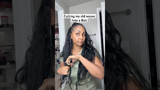 Cutting this old weave into a bob shorts bobhaircut braidedhairstyles [upl. by Arbe777]