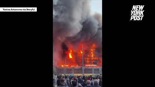 Fire engulfs 2 buildings in Spanish city of Valencia killing at least 4 people nearly 20 missing [upl. by Nylrad]