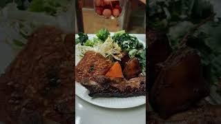 Pork ribs and vegies salad food Shorts [upl. by Lemrahc]