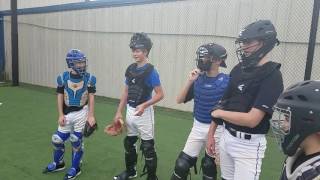 Catchers 4 Corner Drill to improve blocking and leg strength [upl. by Trudnak]