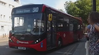 FULL ROUTE VISUAL  Stagecoach london 310 Stamford Hill  Golders Green station YX68UNM 37537 [upl. by Arutek311]