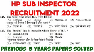 HP sub inspector recruitment 2022 ।। Previous years papers solved।। HP sub inspector question paper [upl. by Naujaj]