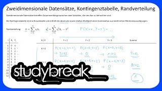 Zweidimensionale Datensätze Kontingenztabelle Randverteilung  Statistik [upl. by Iruam]