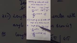 🔢🔢Maths MCQ 220221 Area and length of arc of sector powertutorials mathsmcq [upl. by Akimehs]