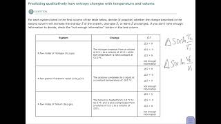 Aleks Predicting qualitatively how entropy changes with temperature and volume [upl. by Lhamaj]