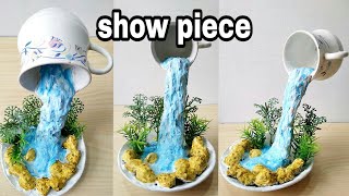 How to make amazing cup waterfall fountain show piece [upl. by Naehs]