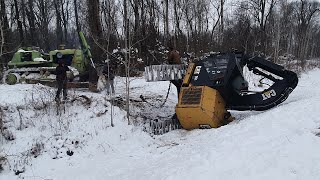 Terex Bulldozer Rescues Rolled Logging Excavator [upl. by Kcirevam]