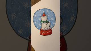 Gatto delle nevi disegno arte tutorial disegni natale christmas art asmr story gatti [upl. by Ydak]