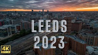 Leeds City 2023  4K Stock Drone Footage [upl. by Enileme]