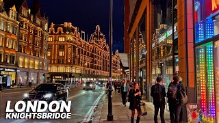 Walking LONDONs Knightsbridge at night amp window shopping in Sloane Street a luxury shopping street [upl. by Yerot659]