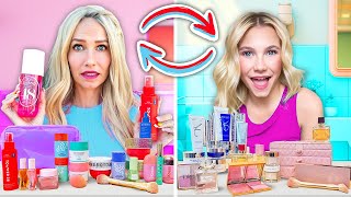 7 SISTERS SWAP MAKEUP BAGS WILL MOM SWAP 👛💄 [upl. by Oicul]