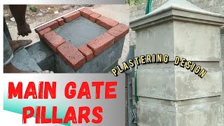 pillar Design for main gate with plastering techniques [upl. by Angeline]