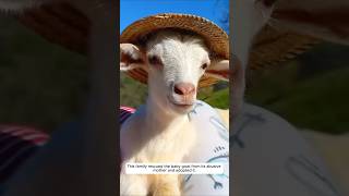 This family rescued the baby goat from its abusive mother and adopted it animalshorts goat [upl. by Florina524]