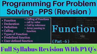 PPS Full Syllabus Revision With PYQs Part6  Programming For Problem Solving Revision With PYQs [upl. by Florette]