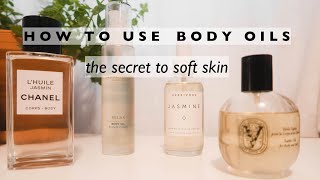 HOW TO USE BODY OILS FOR SOFT SKIN  CHANEL DIPTYQUE HERBIVORE AND MORE [upl. by Dimmick]