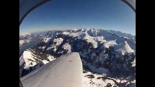 Flying in the Swiss Alps Alpenflug ab LSPG Sarnersee Hasliberg Eiger Jungfraujoch Aletschgletscher [upl. by Kotto]