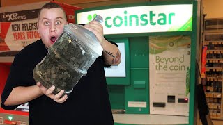 CASHING IN 5 GALLON JUG Of COINS From Storage Unit BIG MONEY Cashing In Coins At CoinStar [upl. by Allac]