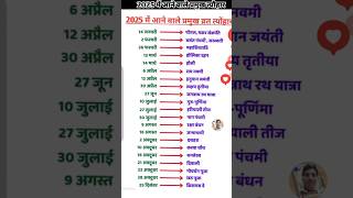 Calendar 2025  Hindu calendar 2025 vrat tyohar list  2025 ka panchang  San 2025 ka calendar [upl. by Hannavas]