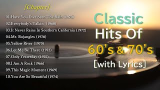 Classic Popular Music of 60s amp 70s with Lyrics Hits of All Time [upl. by Neiman]