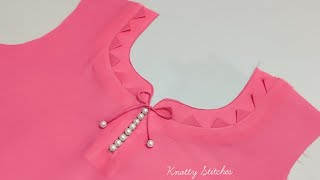 Easy and Stylish Neck Design for plain kurti cutting and stitching Neck Design [upl. by Illib]