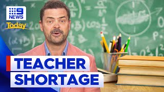 Students encouraged to learn from home amid a critical teacher shortage  9 News Australia [upl. by Uri316]