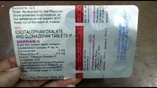 Depran 5mg Tablet  Escitalopram Oxalate amp Clonazepam Tablet  Depran 5mg Tablet Uses Review Hindi [upl. by Kristel350]