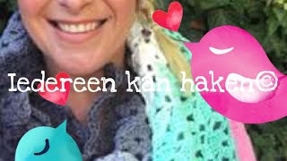 ♥️iedereenkanhakenhowtocrochet Puntsjaal 1BOL Eva WIBRAVERYEASY omslagdoektutorialDIY [upl. by Ahser]