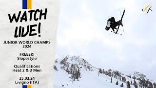 LIVE WJC 2024 Livigno  Freeski Slopestyle Qualification Men Heat 2amp3 1325 CET [upl. by Canty105]