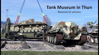 Tank Museum in Thun Pz IV Jagdpanzer Hetzer StuG III and other vehicles are transported away [upl. by Pik]