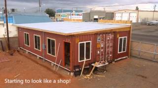 Shipping Container Building by Lake Powell Paddleboards in Page AZ [upl. by Holtz]