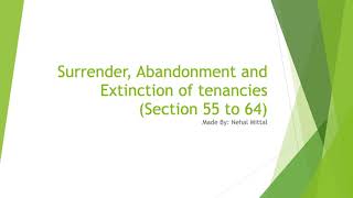 Rajasthan Tenancy Act 1955 Surrender Abandonment and Extinction of tenancies [upl. by Short]