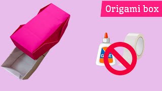 No glue paper crafts  Simple paper folding  origami box [upl. by Ydorb]