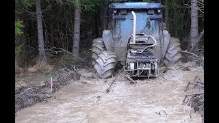 Valtra 6650 Timberjack 810B Logset 6F Kockums John Deere 1110D in wet forest [upl. by Aramenta]