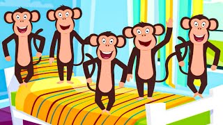 Five Little Monkeys Jumping on the Bed Nursery Rhymes Song with Lyrics Preschool Songs Cartoon [upl. by Annaynek]