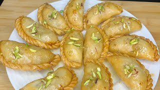 Chashni Wali Gujiya  Gujiya Recipe  Mawa Gujiya  Chasni Wali gujiya  Chasni Wali Mawa Gujiya [upl. by Beauchamp]