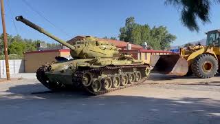 Moving the M48 Patton tank at the Desert Hot Springs VFW to General Patton Museum at Chiriaco Summit [upl. by Labors38]