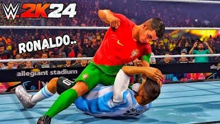 CRISTIANO RONALDO VS MESSI  WWE 2K24 wwe2k24 shortsfeeds [upl. by Arakat]