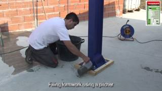 Precision grouting of steel column pillar with MEGAGROUT101 by ISOMAT SA [upl. by Nyrehtac]