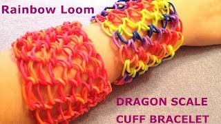 Dragon Scale Tail Cuff Bracelet Rainbow Loom How to Tutorial  using 10 pegs  Part 1 [upl. by Luzader]