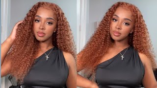 Unice Hair  Must Have Wig Very Beginner Pre Everything Glueless Curly Auburn Wig Install amp Review [upl. by Swain]