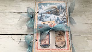 🎄Christmas Train  Handmade Ring Bound Journal with Ephemera Flip Through 🎄 [upl. by Carlton21]